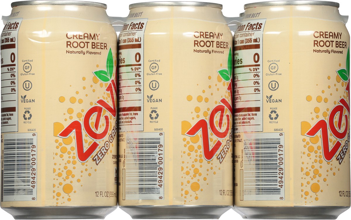 slide 6 of 9, Zevia Zero Sugar Creamy Root Beer Soda 6 - 12 fl oz Cans, 6 ct; 12 oz