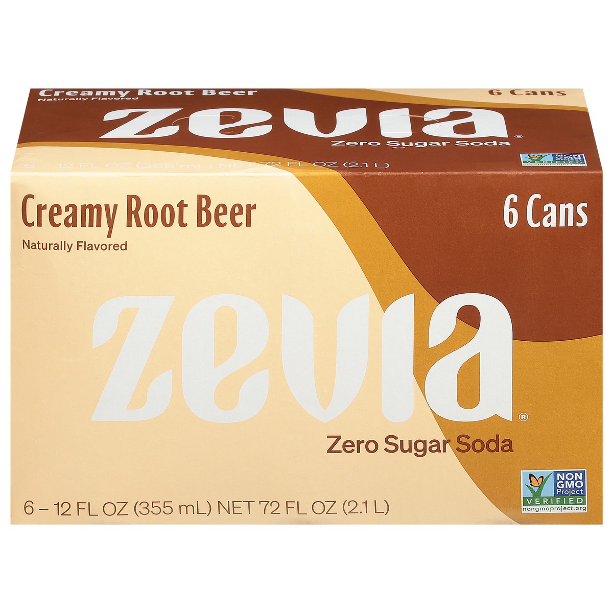 slide 1 of 9, Zevia Zero Sugar Creamy Root Beer Soda 6 - 12 fl oz Cans, 6 ct; 12 oz