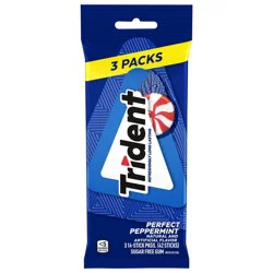 Trident Sugar Free Chewing Gum - Perfect Peppermint, 3 Pk