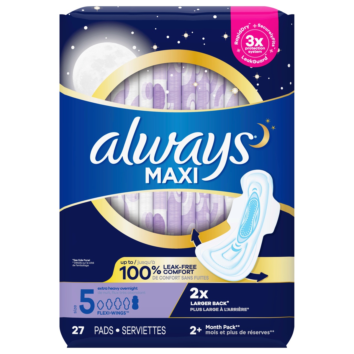 slide 1 of 3, Always Extra Heavy Overnight With Flexi-Wings Maxi Pads, 