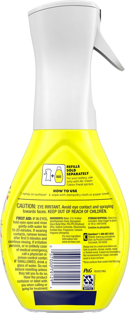 slide 2 of 4, Mr. Clean Clean Freak Deep Cleaning Mist Multi-Surface Spray, Lemon Zest Scent, 1 Starter Kit, 16 fl oz, 16 fl oz