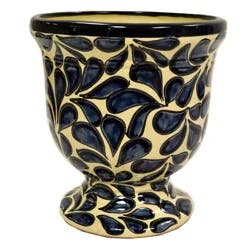 Blue Orange Pottery Navy Leaf Copita Talavera Planter