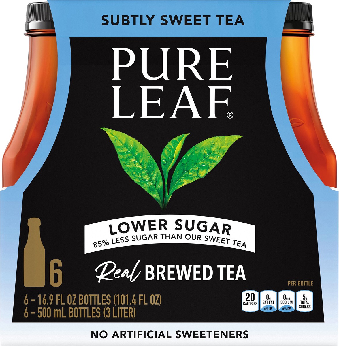 slide 2 of 3, Pure Leaf Real Brewed Tea Subtly Sweet Tea 16.9 Fl Oz 6 Count Bottles, 101.4 oz