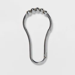 V Hook Shower Curtain Rings Chrome - Threshold™: Zinc Alloy, Chrome-Plated, 12-Pack Hooks for Liner & Rods
