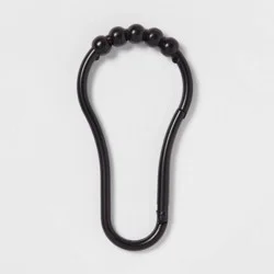 V Hook Shower Curtain Rings Matte Black - Threshold™: Zinc Alloy, Black Plated, 12-Pack Hooks