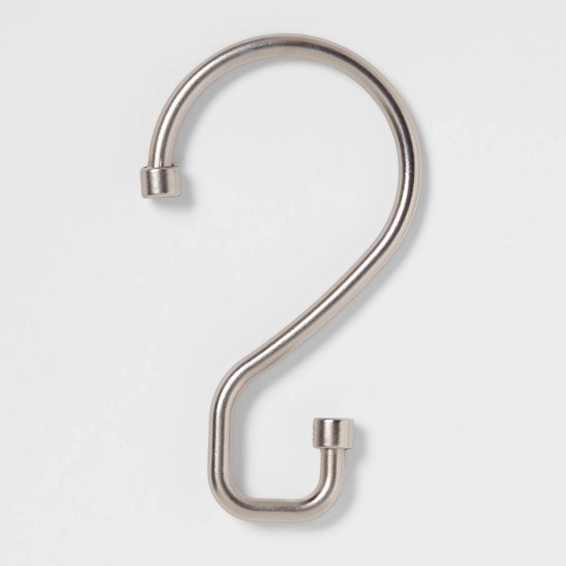 slide 1 of 3, S Hook without Roller Ball Shower Curtain Rings Brushed Nickel - Made By Design™, 1 ct