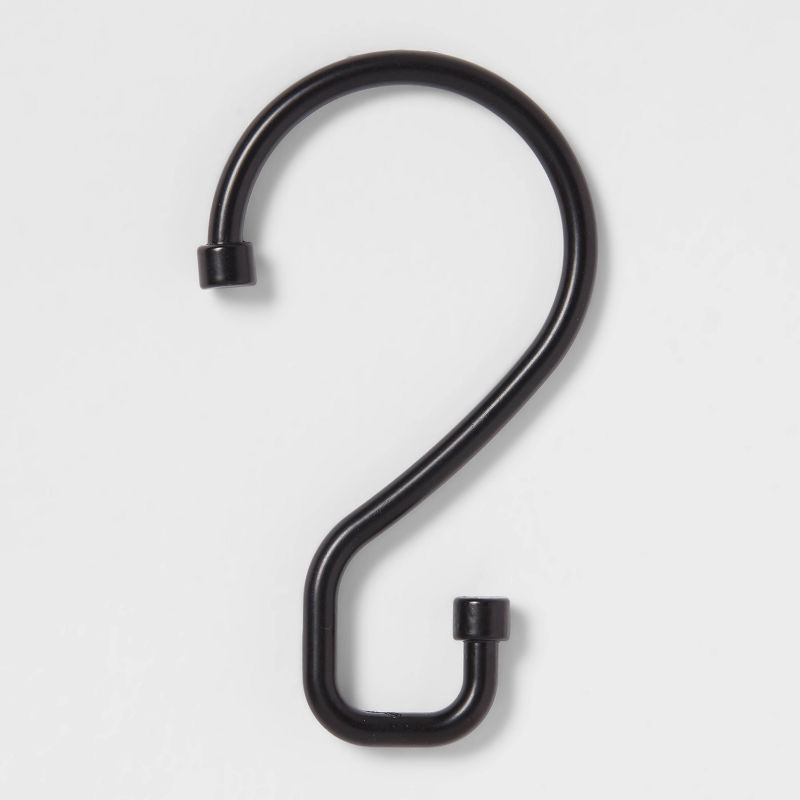 slide 1 of 3, S Hook without Roller Ball Shower Curtain Rings Matte Black - Made By Design, 1 ct