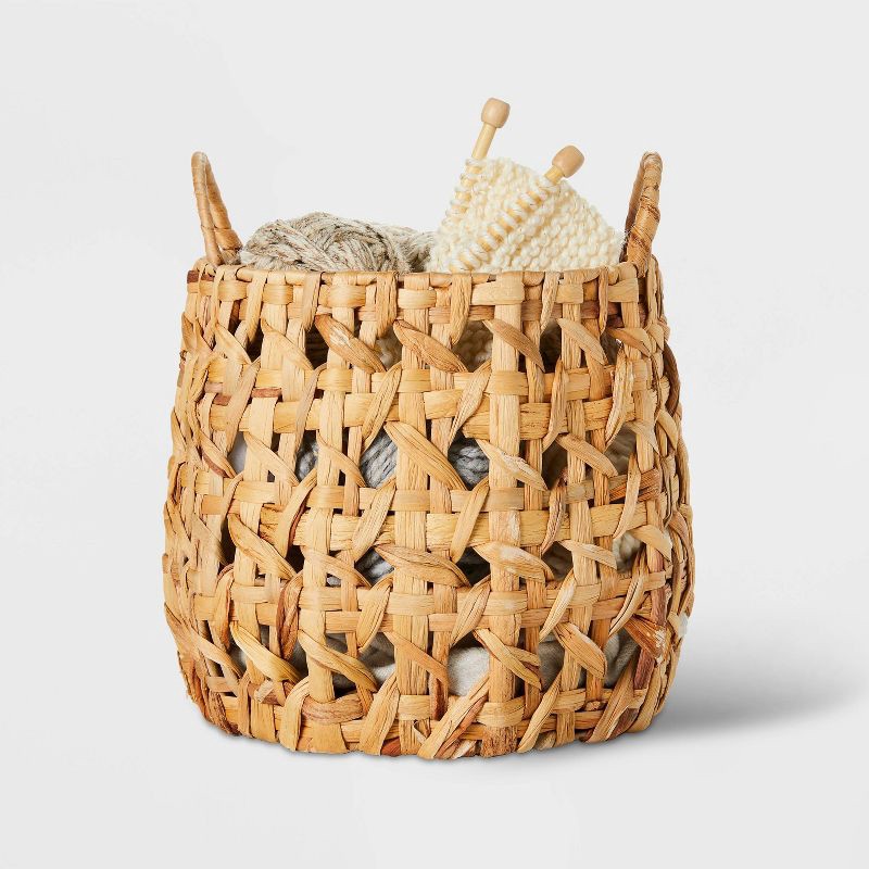slide 3 of 3, Woven Natural Decorative Cane Pattern Small Basket - Threshold™, 1 ct
