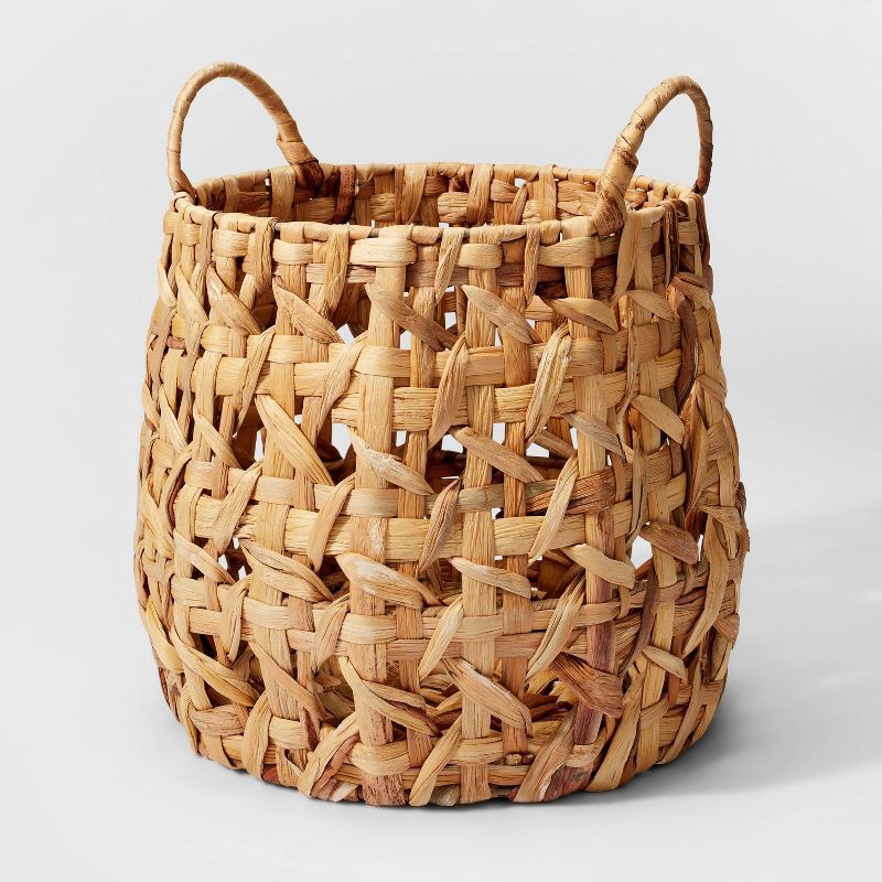 slide 1 of 3, Woven Natural Decorative Cane Pattern Small Basket - Threshold™, 1 ct