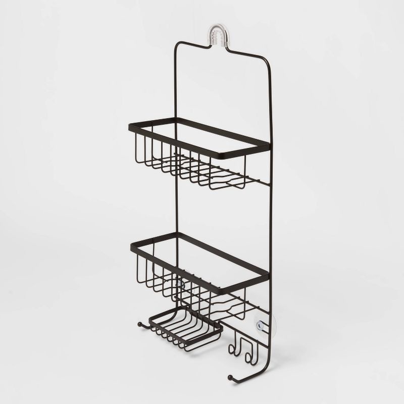 slide 3 of 3, Bathroom Shower Caddy Black - Threshold™: Rust-Resistant Hanging Organizer, PVC & Steel Shelf, Storage Rack, 1 ct