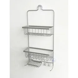 Bathroom Shower Caddy Brushed Nickel - Threshold™: Rust-Resistant Hanging Organizer, Storage Shelf, PVC & Steel