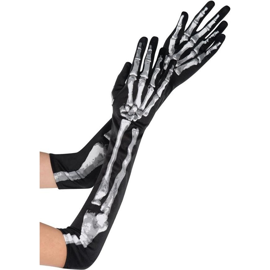slide 1 of 1, Party City Adult Long Skeleton Gloves, 1 ct