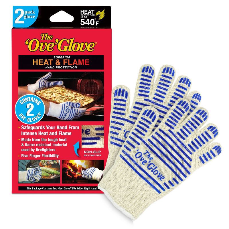 slide 1 of 1, 2pk Oven Mitt White/Blue - The 'Ove' Glove, 2 ct