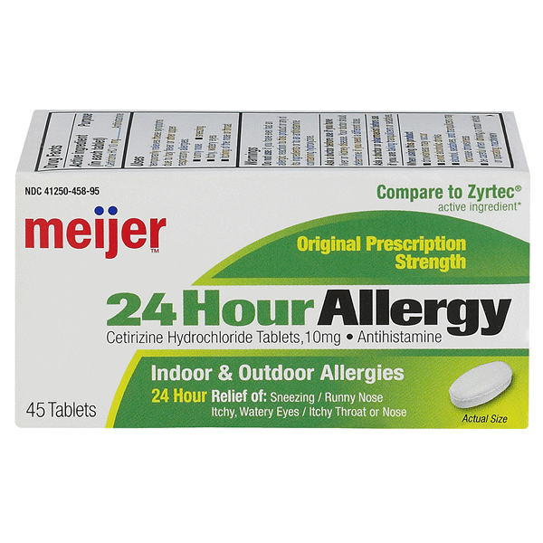 slide 1 of 5, Meijer 24HR Allergy Cetirizine, 10mg, 45 ct