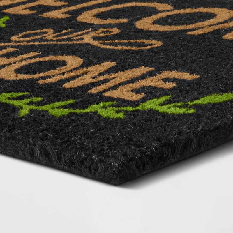 slide 2 of 4, 1'6"x2'6"/18"x30" Welcome to our Home Doormat Black - Threshold™: Outdoor Coir & Latex Front Mat, Traditional Style, 1 ct