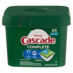 Cascade Complete ActionPacs Fresh Scent Dishwasher Detergent 63 ea