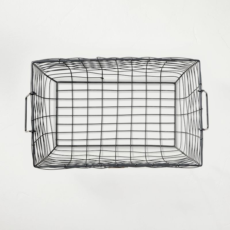 slide 3 of 4, Hearth & Hand with Magnolia Large Wire Storage Basket Black - Hearth & Hand™ with Magnolia: Metal Bin for Towels, Decor, Organizer, 1 ct