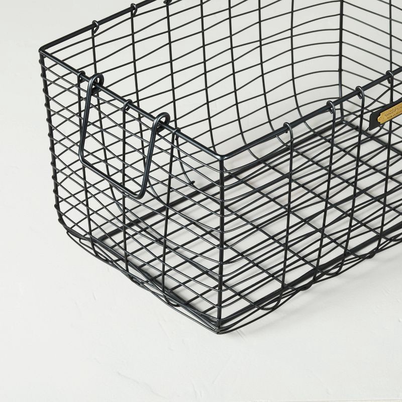 slide 4 of 4, Hearth & Hand with Magnolia Large Wire Storage Basket Black - Hearth & Hand™ with Magnolia: Metal Bin for Towels, Decor, Organizer, 1 ct