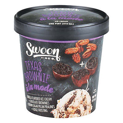 slide 1 of 1, Swoon by H-E-B Texas Brownie A La Mode Ice Cream, 1 pint