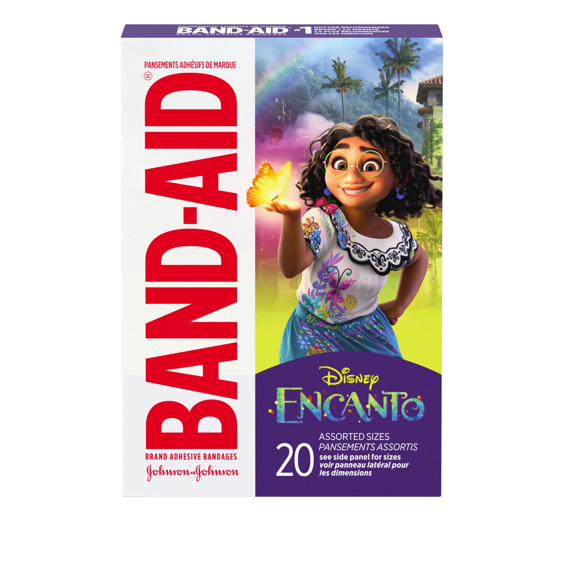 slide 1 of 11, BAND-AID Adhesive Bandages for Minor Cuts & Scrapes, Wound Care Featuring Disney's Encanto Characters, Fun Bandages for Kids and Toddlers, Assorted Sizes, 20 Count, 20 ct