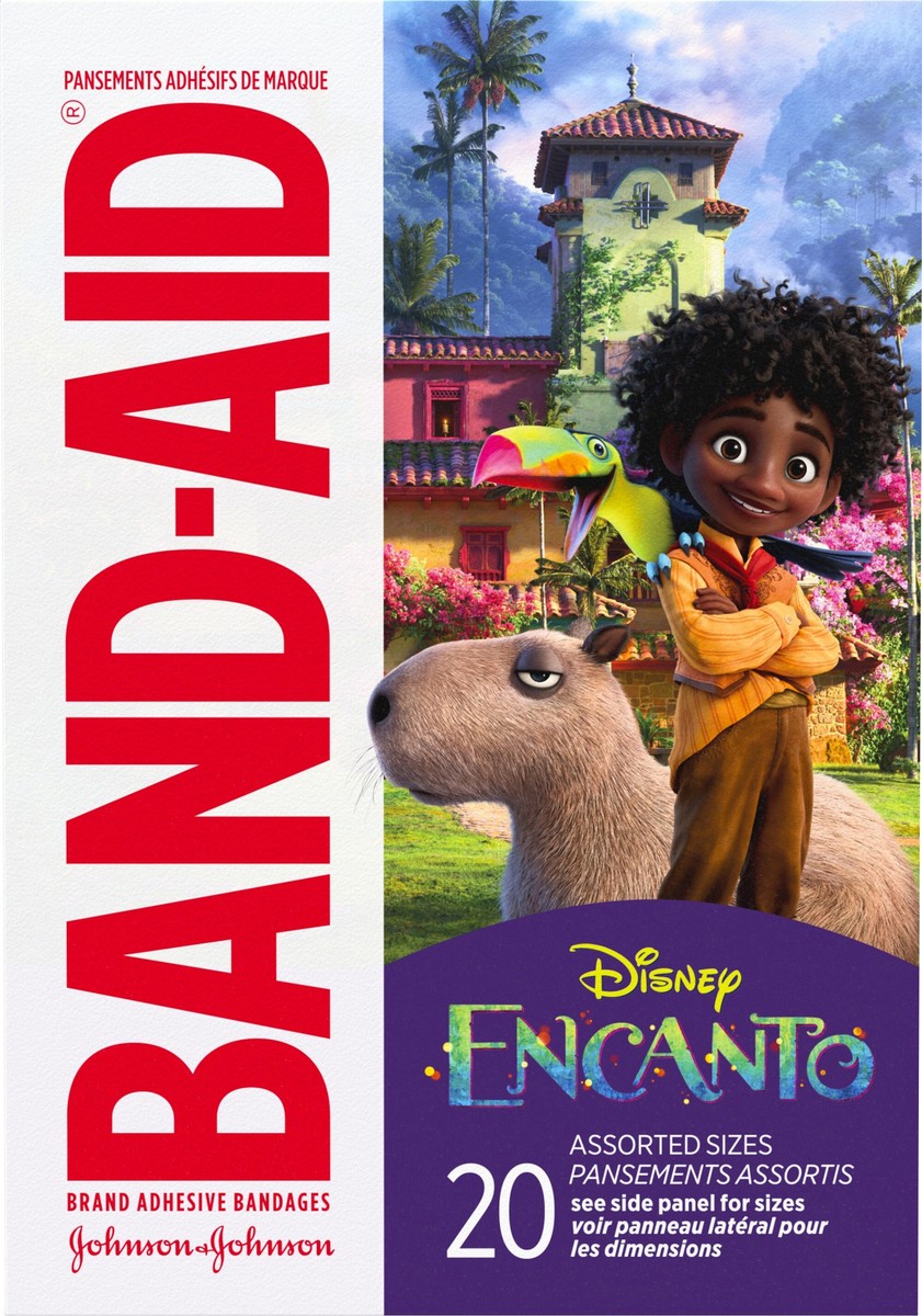 slide 11 of 11, BAND-AID Adhesive Bandages for Minor Cuts & Scrapes, Wound Care Featuring Disney's Encanto Characters, Fun Bandages for Kids and Toddlers, Assorted Sizes, 20 Count, 20 ct