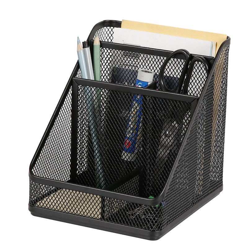 slide 1 of 4, Mesh Medium Desktop Organizer Black - Brightroom™, 1 ct