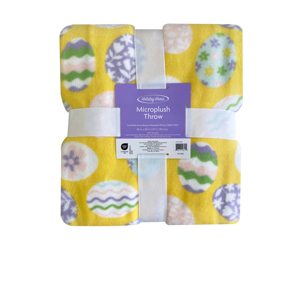 slide 2 of 2, Holiday Home® Easter Microplush Throw - Egg Toss, 50 in x 60 in
