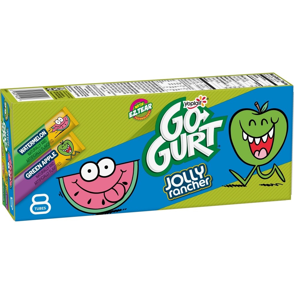 slide 2 of 3, Yoplait Go-Gurt Watermelon & Green Apple Jolly Rancher Kids' Yogurt Tubes, 8 ct, 2 oz