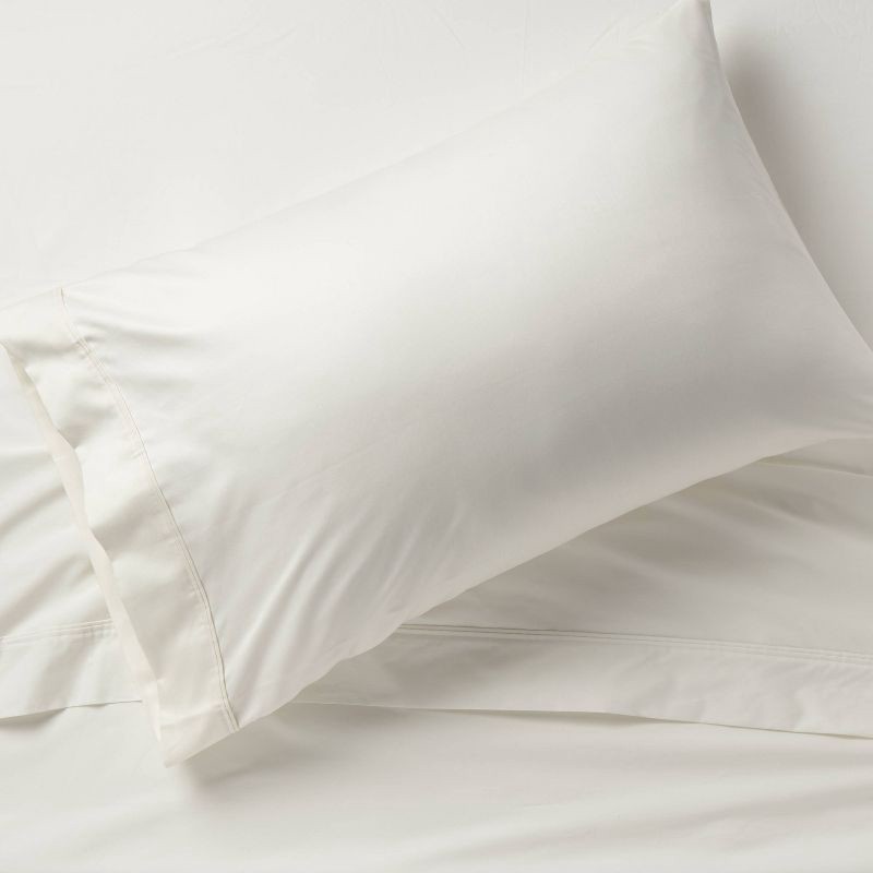 slide 2 of 4, King Solid Performance 400 Thread Count Pillowcase Set Sour Cream - Threshold™, 1 ct