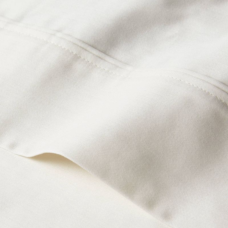 slide 3 of 4, King Solid Performance 400 Thread Count Pillowcase Set Sour Cream - Threshold™: Cotton Sateen, Machine Washable, Set of 2, 1 ct