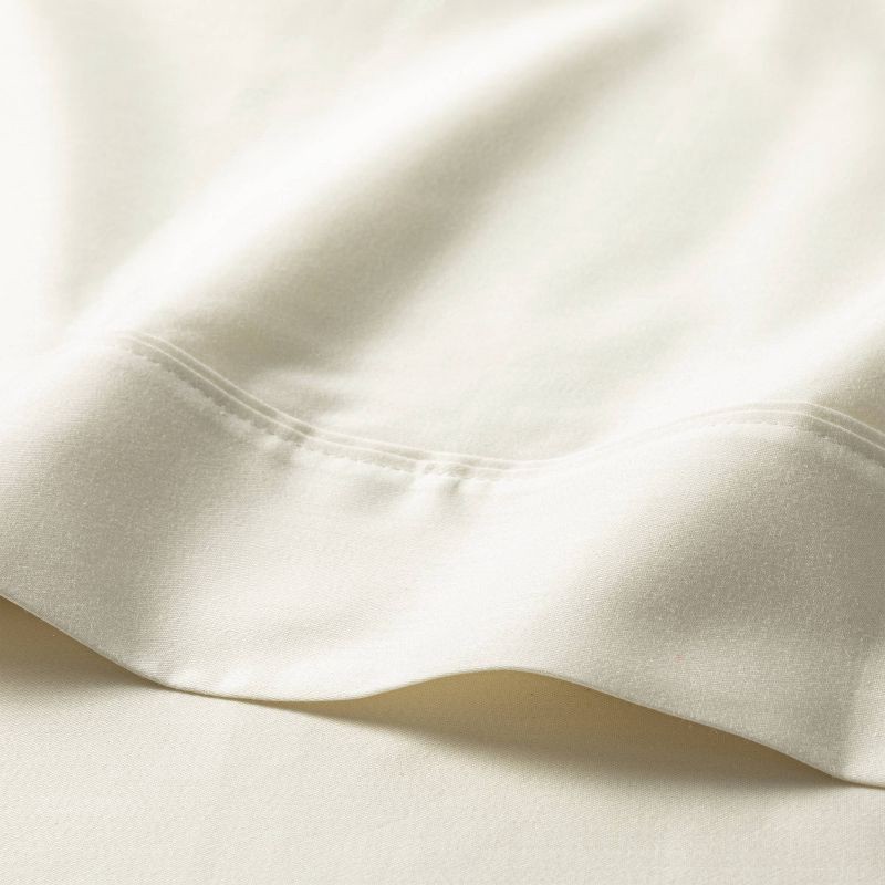 slide 3 of 4, King Solid Performance 400 Thread Count Sheet Set Sour Cream - Threshold™: Cotton Sateen, Wrinkle-Resistant, OEKO-TEX Certified, 1 ct