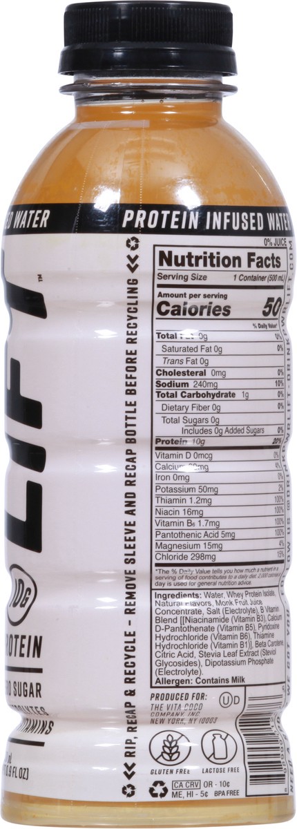 slide 9 of 9, Pwr Lift Protein Infused Water - Orange Mango - 16.9 oz, 16.9 oz