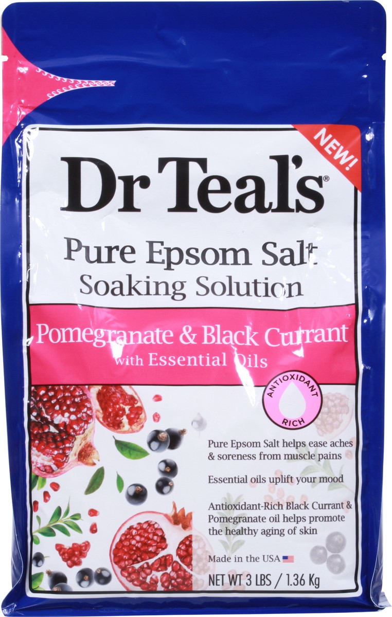slide 3 of 9, Dr. Teal's Soaking Solution Pomegranate & Black Currant Pure Epsom Salt 3 lb, 3 lb