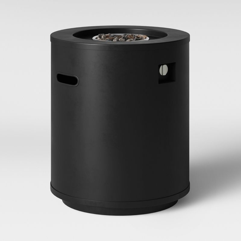 slide 2 of 5, Round Metal Outdoor Column Fire Pit Black - Threshold™, 1 ct