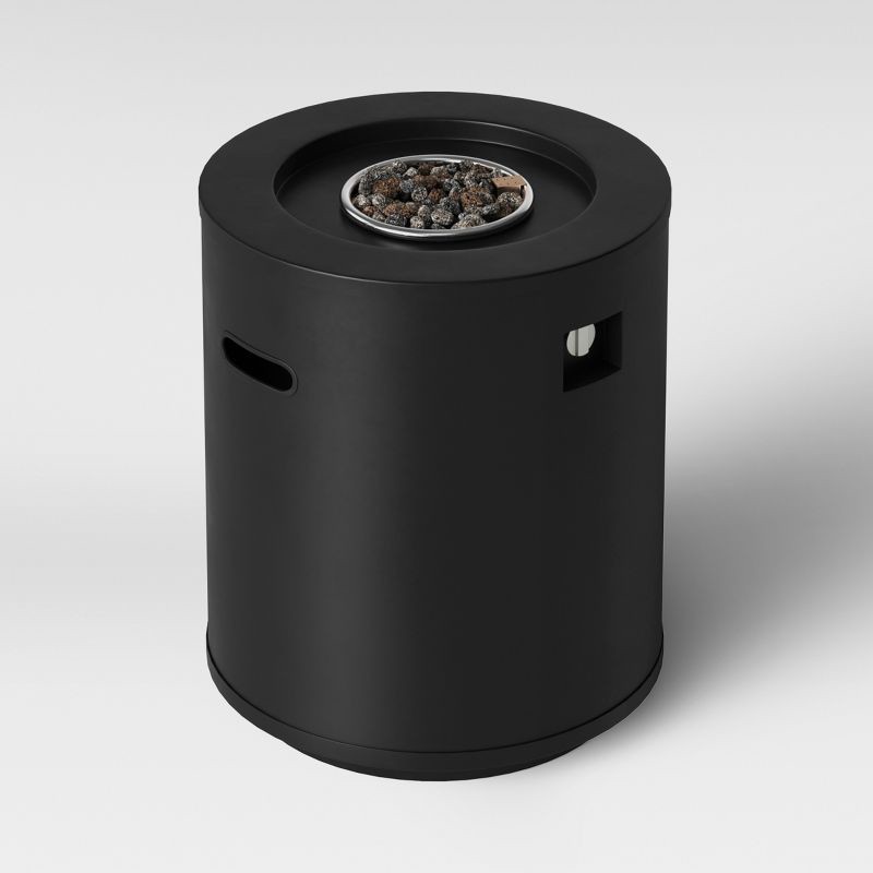 slide 3 of 5, Round Metal Outdoor Column Fire Pit Black - Threshold™, 1 ct