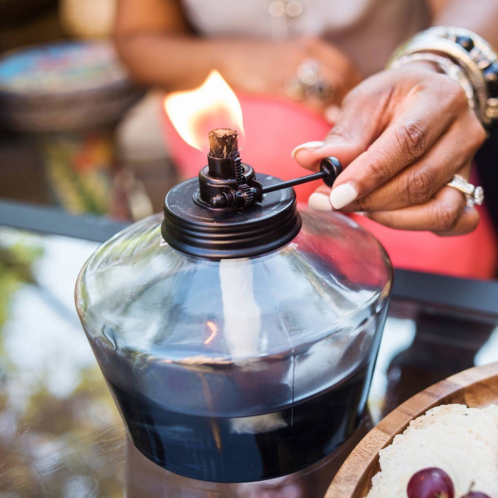 slide 2 of 4, Glass Outdoor Tabletop Torch Blue - TIKI, 1 ct