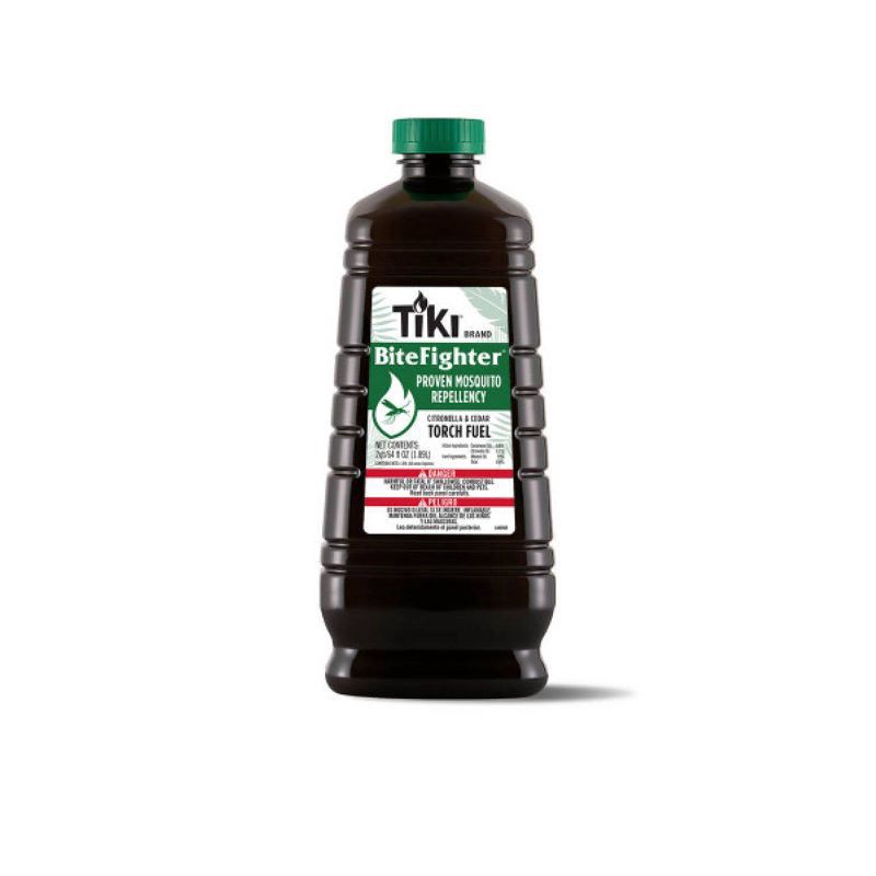 slide 1 of 3, TIKI 64oz Bitefighter Torch Fuel: Outdoor Patio Fuel, Insect Repellent for Tiki Torches, 64 oz