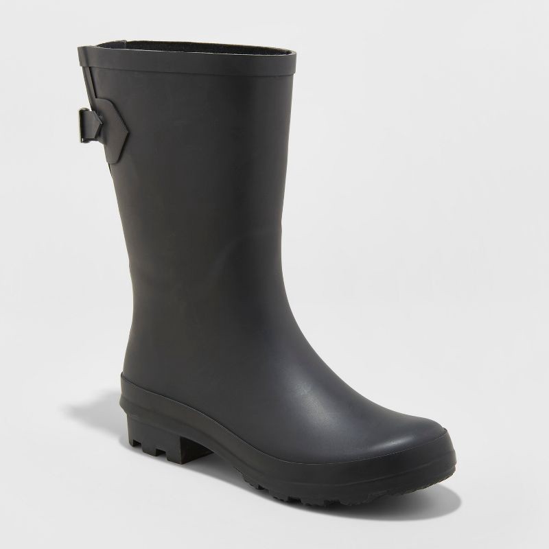 slide 1 of 3, Women's Vicki Mid Calf Rain Boots - A New Day™ Black 6, 1 ct