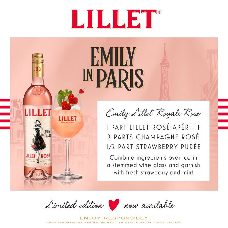 slide 3 of 9, Lillet Aperitif Rose - 750ml Bottle, 750 ml