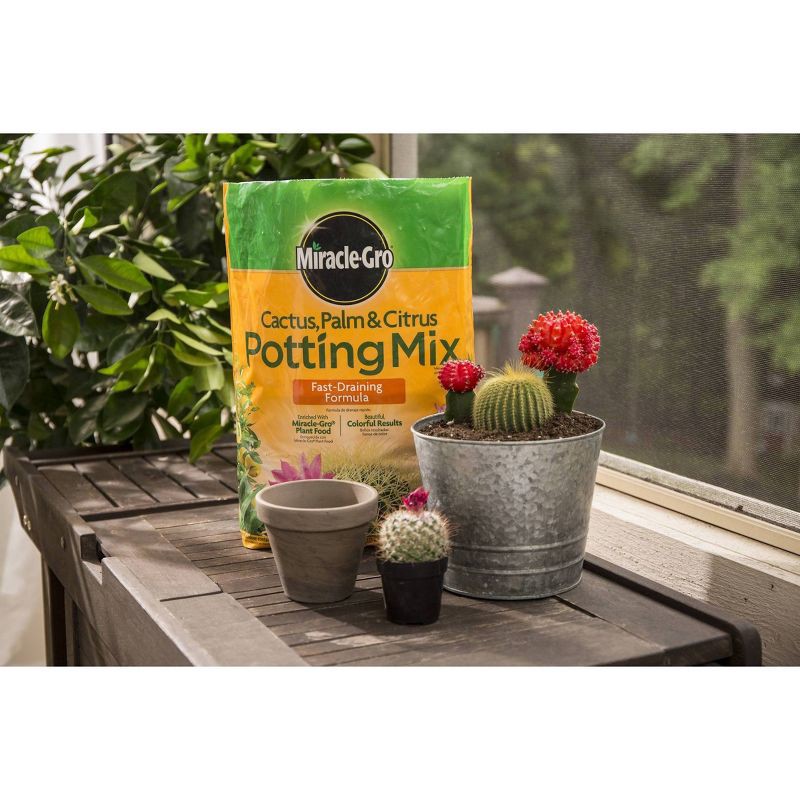 slide 7 of 7, Miracle-Gro Cactus Palm Citrus Potting Soil - 8qt: Enriched Mix for Indoor Plant Growth, Fast Drainage, 8 qt