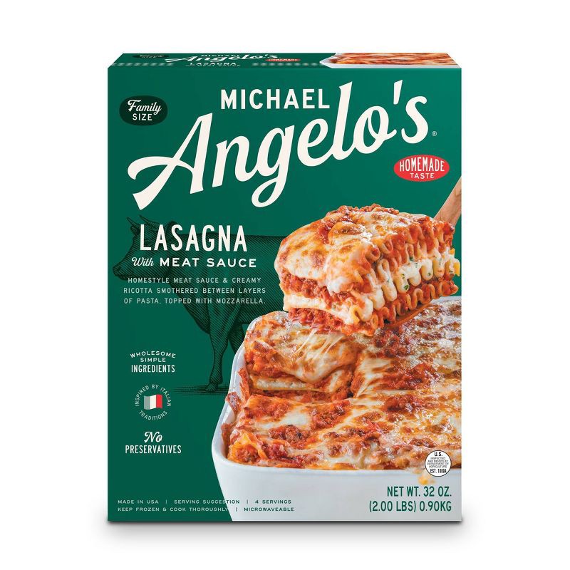 slide 1 of 8, Michael Angelo's Frozen Lasagna with Meat Sauce - 32oz, 32 oz