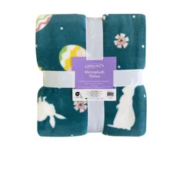 Holiday Home Easter Microplush Throw - Eggs & Bunnies