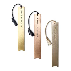 Argento Dabney Lee Bookmarks - Set of 3 Faux Leather Tassel Bookmarks with Sayings - Red/Gold