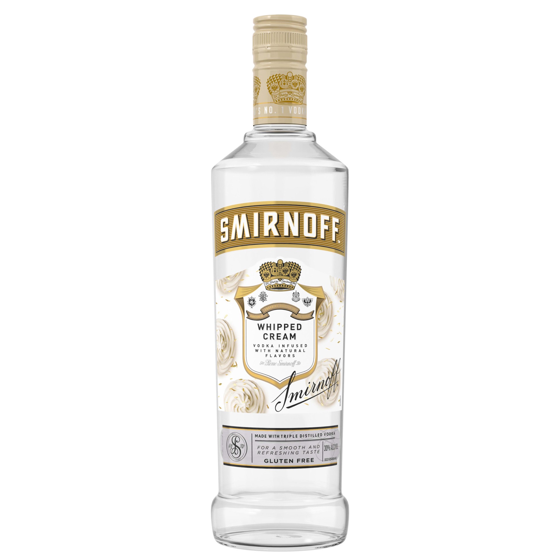 slide 1 of 4, Smirnoff Whipped Cream (Vodka Infused With Natural Flavors), 750 mL, 750 ml