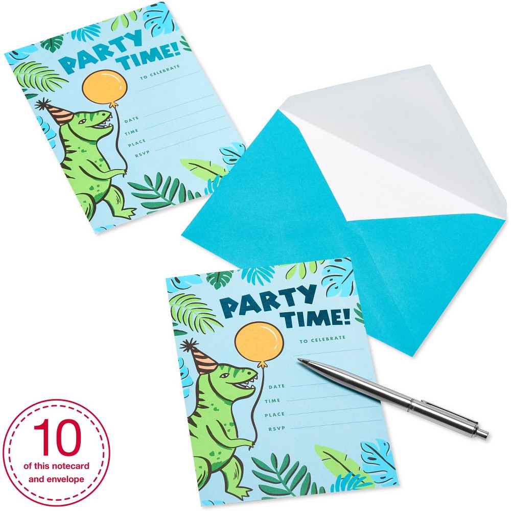 slide 3 of 4, 10ct Birthday Party Invitations for Kids' Dinosaur - Spritz, 10 ct