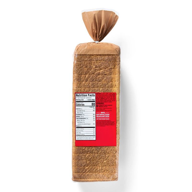 slide 2 of 3, 100% Whole Wheat Sandwich Bread - 24oz - Market Pantry™, 24 oz
