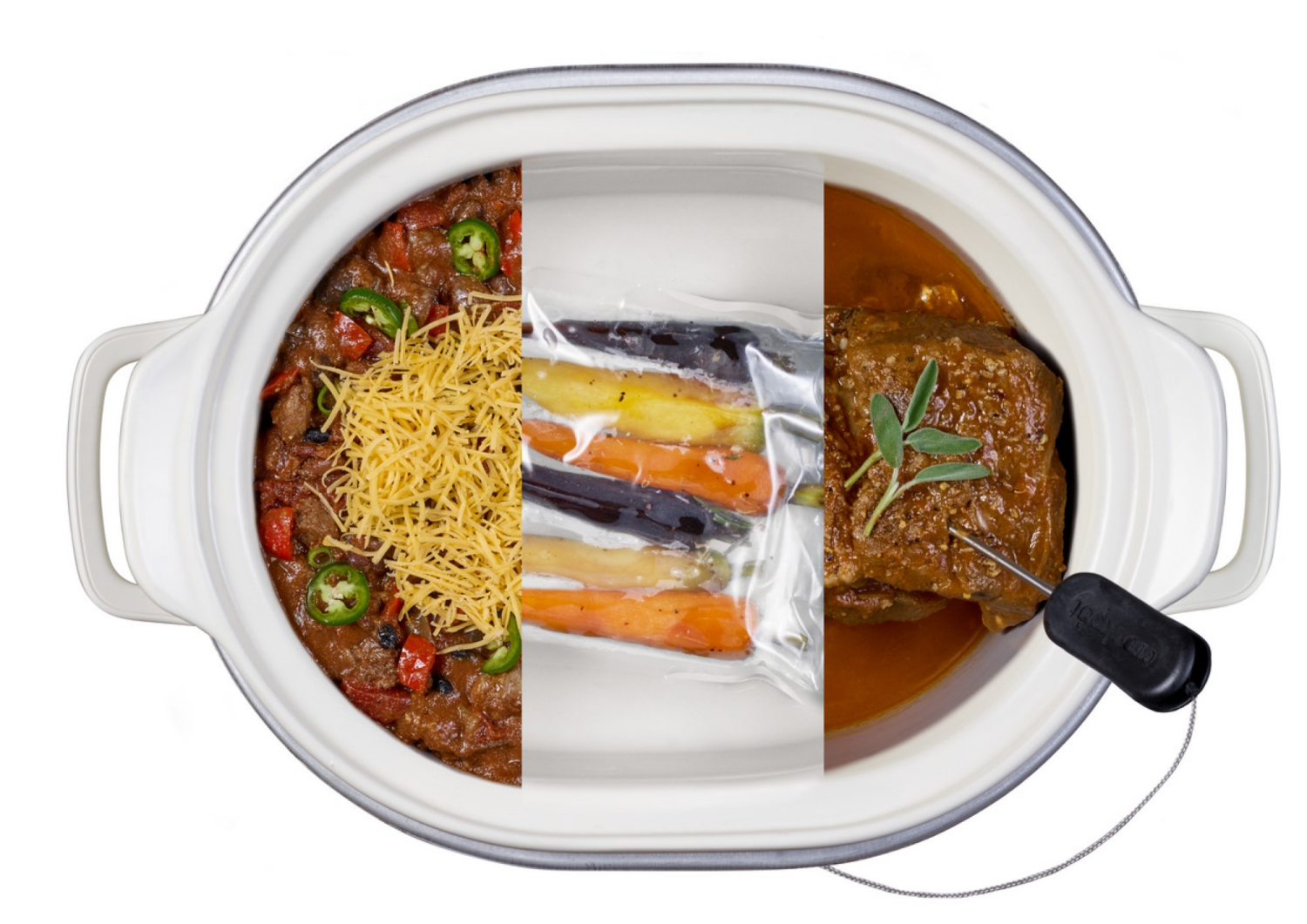 slide 3 of 8, Crock-Pot 6qt Programmable Slow Cooker with Sous Vide - Oat Milk Ivory: Digital Timer, Automatic Shut-Off, 280W, 6 qt