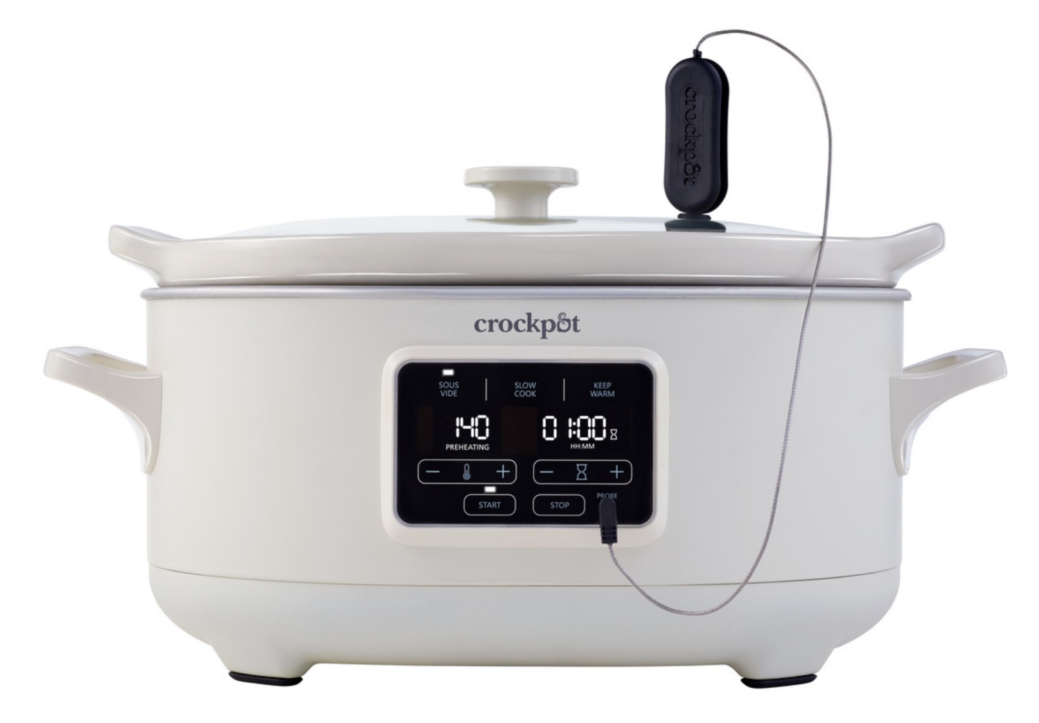 slide 7 of 8, Crock-Pot 6qt Programmable Slow Cooker with Sous Vide - Oat Milk Ivory: Digital Timer, Automatic Shut-Off, 280W, 6 qt
