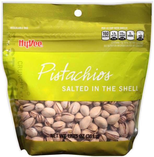 slide 1 of 1, Hy-vee Salted In The Shell Pistachios, 12.75 oz