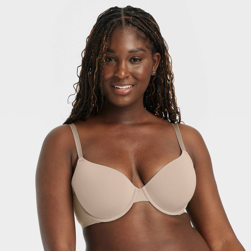 slide 4 of 5, Women's Lightly Lined Demi T-Shirt Bra - Auden™ Soft Beige 34B: Nylon Spandex Blend, Adjustable Straps, Underwire Support, 1 ct